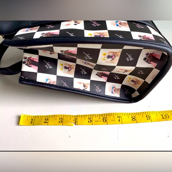 Betsey Johnson NWT Black White Checkered Dog Satchel Crossbody Purse (J - Picture 11 of 15